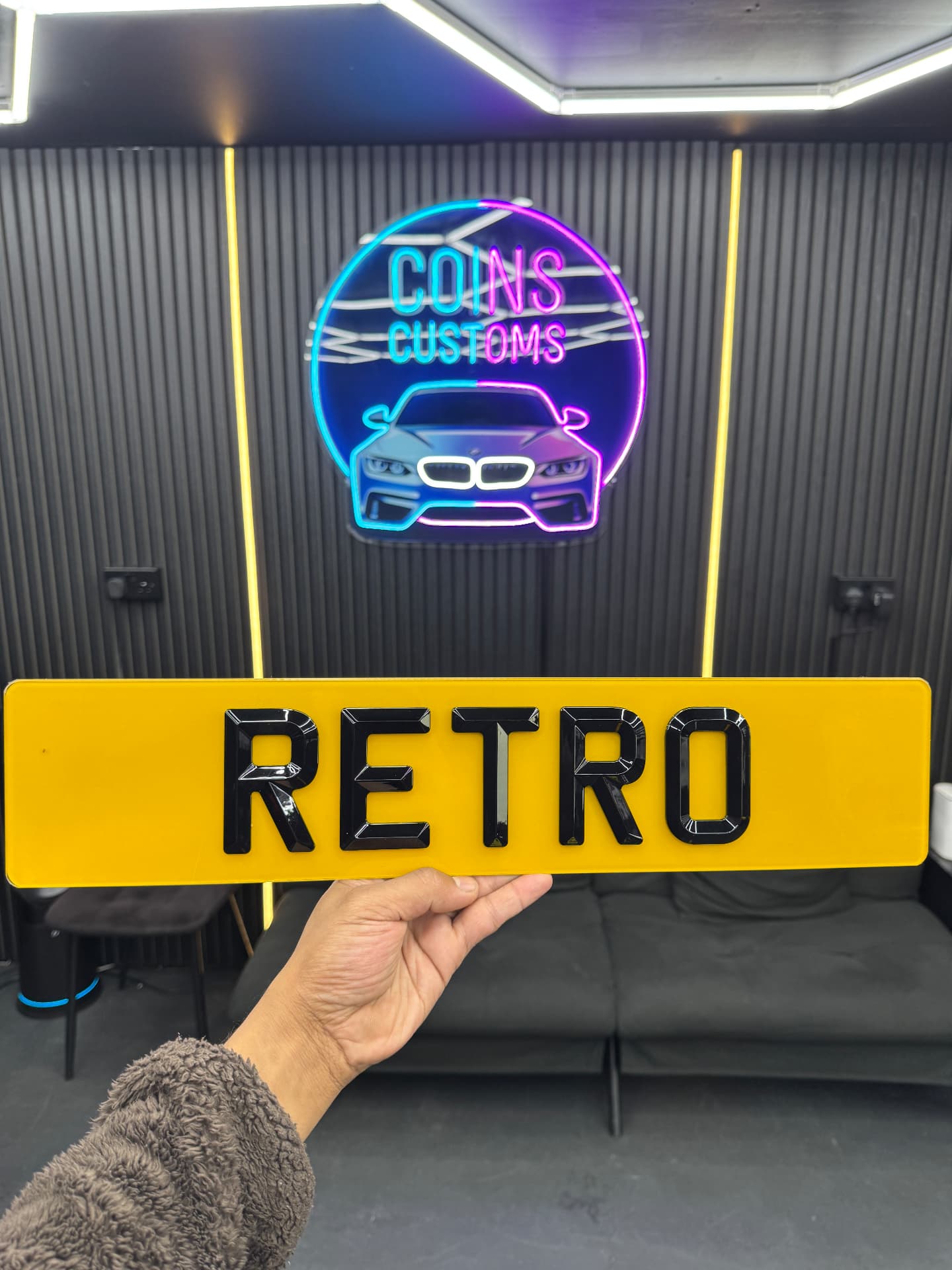 Retro custom number plate by Coins Customs